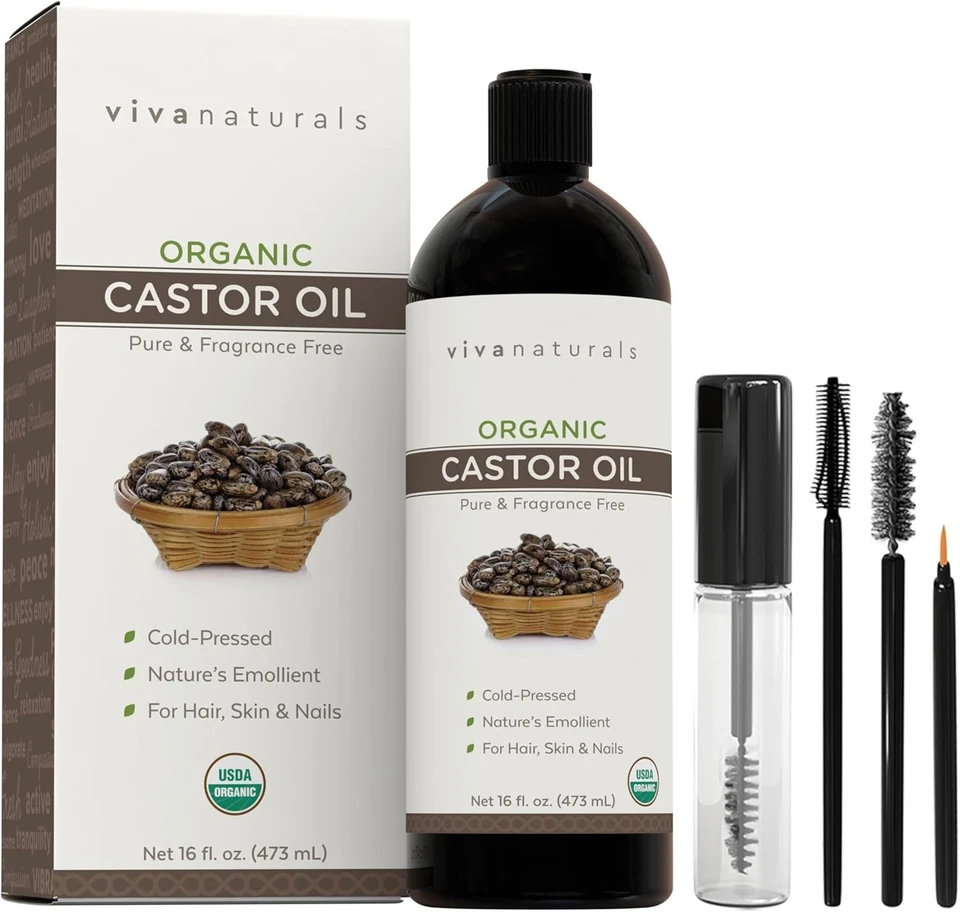Viva Naturals 100 Pure Organic Castor Oil - 16oz