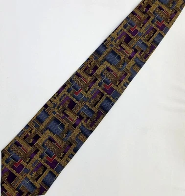 Gravata masculina Daniel De Fasson padrão geométrico gravata de seda - Imagem 1 de 4