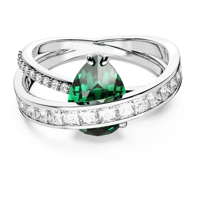 Anillo Hyperbola Swarovski nuevo en caja cortes mixtos, bandas dobles, verde, rodio 58 £165 Foto 1 de 3