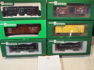BOWSER  DELAWARE & HUDSON FREIGHT CARS 2-55t & 1-70t HOPR,1-50'+ 2-40fT BOX  DH4 - Picture 1 of 5