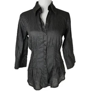 The Limited Linen Button Up Shirt Women's Small Collar V-Neck Cinched Office Y2K - Picture 1 of 8