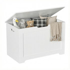 30" Kids Toy Box Wooden Storage Chest Shoe Bench Safety Hinge Organizer 400 LBS