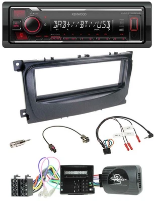 Kenwood Lenkrad Bluetooth USB DAB Autoradio für Ford C-Max Can 07-10 Focus schwa - Bild 1 von 4