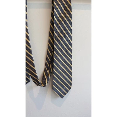 Stefano Ricci 豪华系列丝绸领带超长灰色黄色 65"L 3.5" — 第 1/4 张图片