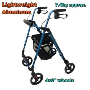 Lightweight Foldable Compact Rollator Walker Walking Frame Aluminum Shopping Bag - Picture 1 of 11