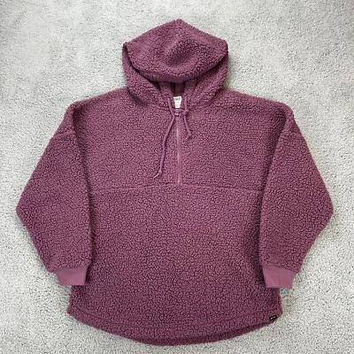 ROSA Victoria’s Secret Púrpura MEDIANO Peluche Sherpa Media Cremallera Sudadera con Capucha VS Foto 1 de 4