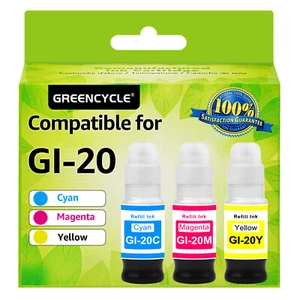 Tinta compatible con GI-20 de alta calidad - Botellas CMY de 210 ml para impresora Canon MegaTank - Imagen 1 de 19