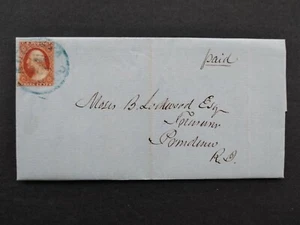 Maine: Augusta 1851 10/24 #10 Cubierta de carta doblada a Providence, Rhode Island - Imagen 1 de 4