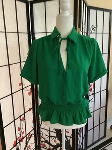 Tommy Hillfiger Emerald Green Short sleeve blouse Size Small - Picture 1 of 5