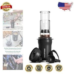 Go Plus: Caffettiera Portatile Leggera con Bicchiere Isolato Sottovuoto - Nero - Foto 1 di 9