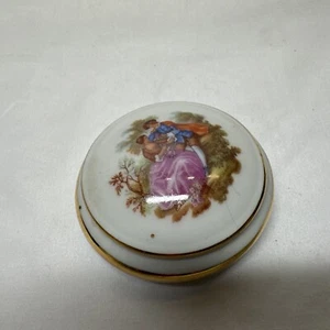 Limoges Round Porcelain Trinket Ring Box France - Picture 1 of 10