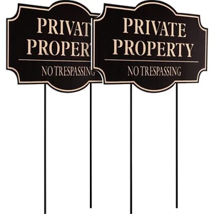 Sawysine 2-Pack No Trespassing Signs 11.8 x 6.7 inches Private Property Decor... - Picture 1 of 6