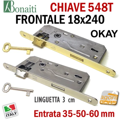 SERRATURA PORTA INTERNA OKAY 548T BONAITI FRONTALE TONDO 18X240 int 90 CHIAVE