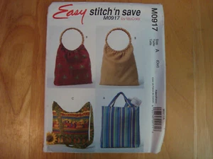 McCall's Pattern M0917 Easy Stitch n Save Tote Bags UNCUT - Picture 1 of 2