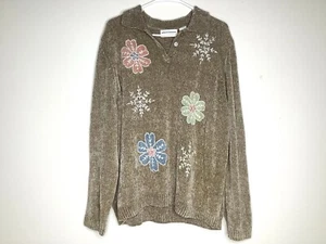 Vintage Alfred Dunner Chenille Floral Embroidered Sweater Size 2X - Picture 1 of 4
