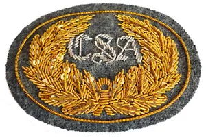 American Civil War ACW Gray Confederate Officers Small Kepi Insignia Badge 7x5cm - Picture 1 of 2