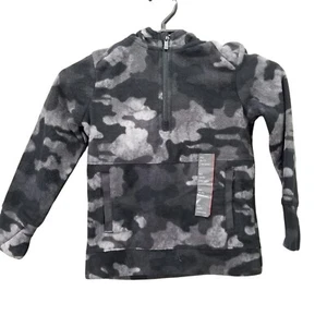Boys All in Motion Gray Camo Microfleece Pullover Hoodie Sweatshirt 1/4 Zip XS - Picture 1 of 8