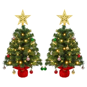 2X Künstlicher Weihnachtsbaum Tannenbaum Beleuchtet Geschmückt Christbaum 60CM - Bild 1 von 12