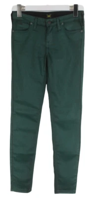 LEE Scarlett Jeans Women's W27/L31 Waxed Look Zip Fly Skinny Fit Green - Image 1 of 4