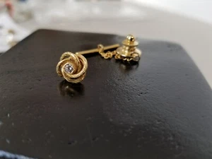 Vintage 14K Gold w/Diamond Tie Tack / Pin. Tested - Picture 1 of 5
