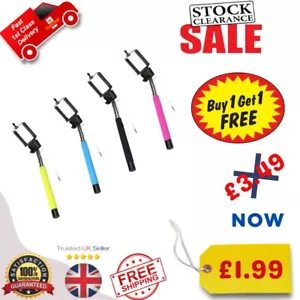 2pc Monopod Selfie Stick Foldable and Extendable for Smart mobile phone camera - Picture 1 of 16