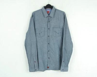 STRELLSON Pluto - W Hombres L Calce Ajustado Algodón Camisa Informal A Presión Azul Claro Denim Foto 1 de 4