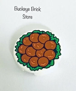 NEW Lego White Tile 2x2 Round - 12 MEATBALLS on Greens Minifig Dinner Food  - Picture 1 of 3