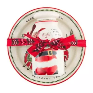 Mud Pie Home Retro Navidad COOKIES PARA SANTA Juego de Plato y Botella de Leche - Imagen 1 de 2