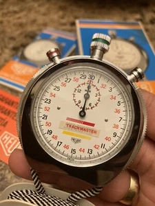 Heuer Trackmaster Stop Watch Simoniz Ref. 8042 Chrome Box & Papers - Picture 1 of 5