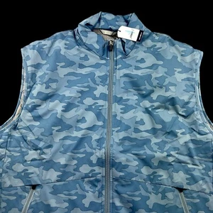 Johnnie-O Military Camo Lightweight Full Zip Puffer Vest Jacket XL Blue - Picture 1 of 12