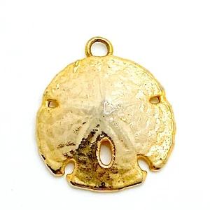Gelbgold plattiert Sand Dollar Anhänger Charm 7/8 Zoll Durchmesser - Bild 1 von 5
