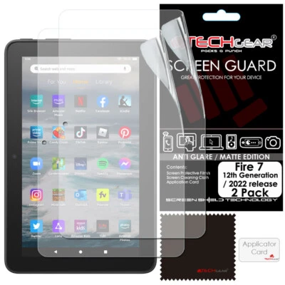 2x TECHGEAR MATTE ANTI GLARE Screen Protectors Amazon Fire 7" 2022 / 12th gen