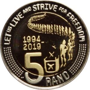 South Africa 5 Rand Coin | 25 Years of Constitutional Democracy | 2019