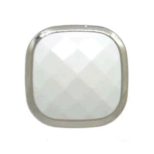 WHITE FACETED WITH SILVER RIM SQUARE SHANK BUTTOND Diameter 26mm (23mm x 23mm) - Picture 1 of 2