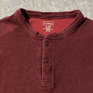 LL Bean River Driver Shirt Mens XL Henley Wool Blend Traditional Fit Red Extra L