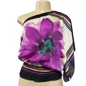 NUOVO VINTAGE Forever 21 kimono manica una spalla top fiore babydoll scrunch Y2K L - Foto 1 di 11