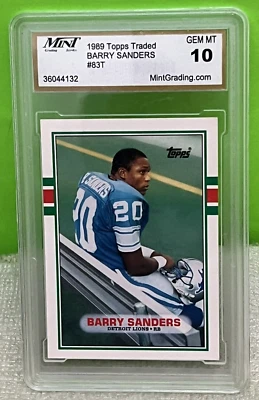 1989 Topps Traded Barry Sanders Rookie Card RC #83T GEM 10 - Image 1 of 4