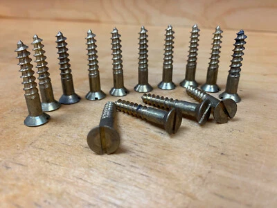 #14 VINTAGE Brass Wood Screws , New Old Stock, 1 1/2 inches (38mm) , 14 guage  - Image 1 of 4