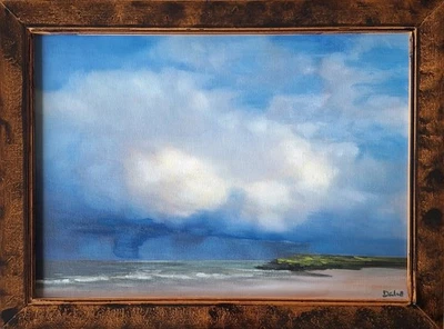 Original Ölgemälde Oil Atlantik Strand Wolken Gewitter Licht Impressionismus   - Bild 1 von 4
