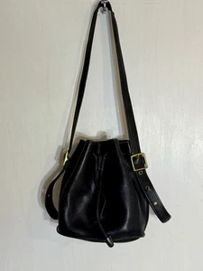 Vintage Coach Bucket Bag mit Kordelzug schwarz Leder 9952 Medium - Bild 1 von 14