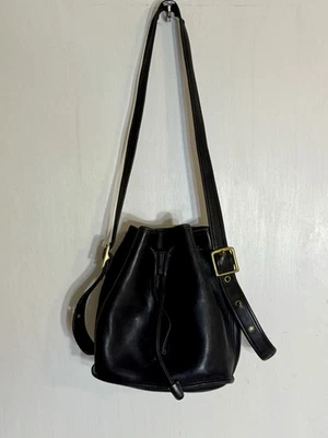 Vintage Coach Drawstring Bucket Bag Black Leather 9952 Medium - Image 1 of 4