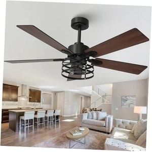 52 Zoll Bauernhaus Deckenventilatoren mit Fernbedienung und Dual Finish 5 Blätter 6 52" Ahorn - Bild 1 von 8