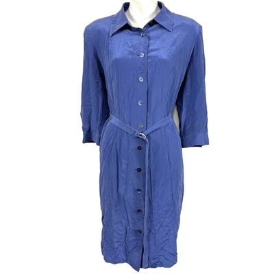 Maggy London Womens Vintage 90s Y2K 100% Silk Shirt Style Button Up Dress sz 10 - Image 1 of 4