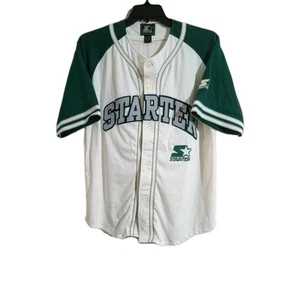 Starter Baseball Jersey Men's Size Large Green White Button Up Stitched - Picture 1 of 4