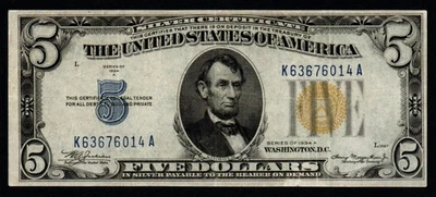1934A $5 NORTH AFRICA VF+/XF WWII EMERGENCY ISSUE Silver Certificate! - Image 1 of 2