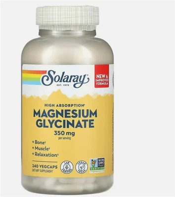 Solaray Magnesium BisGlycinate Capsules 350 mg 240 Veg Caps 100% AUTHENTIC 3/29 - Image 1 of 2