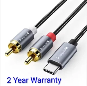 USB TYP C RCA Umbaukabel 1m PowerlinX Typ-C Audiokabel 2RCA Klinke rot/weiß - Bild 1 von 7