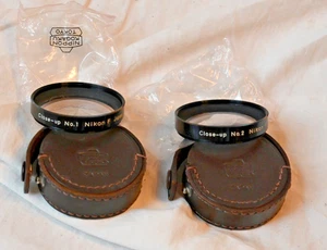 Nikon F Close-up filter set No. 1, 2 in leather cases VTG - Picture 1 of 5