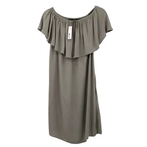 La Made Revolve Boho Tan Gray Off Shoulder Ruffle Lightweight Pocket Bella Dress - Picture 1 of 9