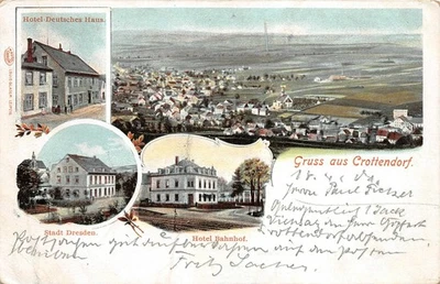 Salut de Crottendorf Hotel Deutsches Haus Stadt Dresden Hotel Bahnhof carte... - Photo 1/2